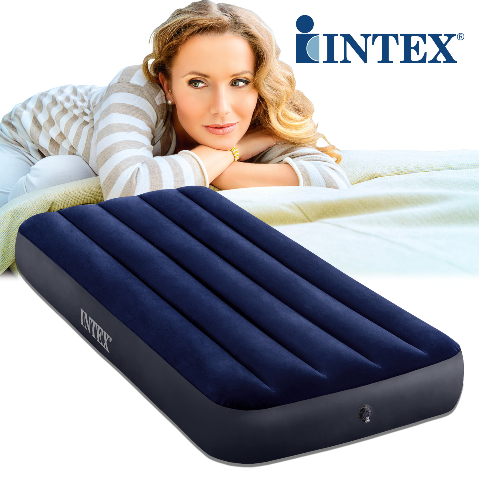 матрас надувной intex classic downy bed twin