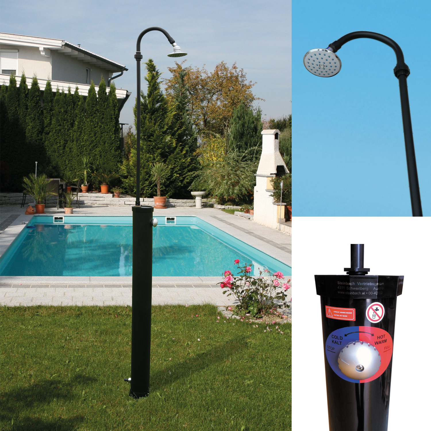 Solardusche Dusche Solar Pool Gartendusche Camping Aussendusche
