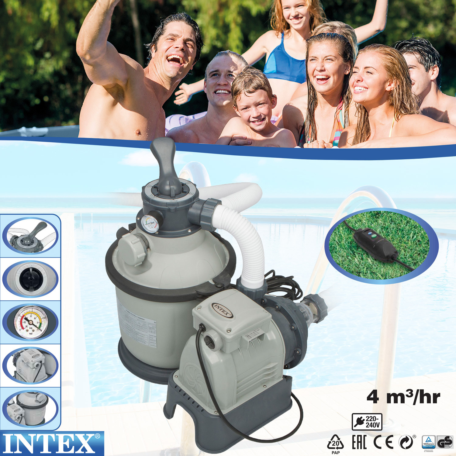 Intex Swimming Pool Frame 366x122 cm mit Leiter